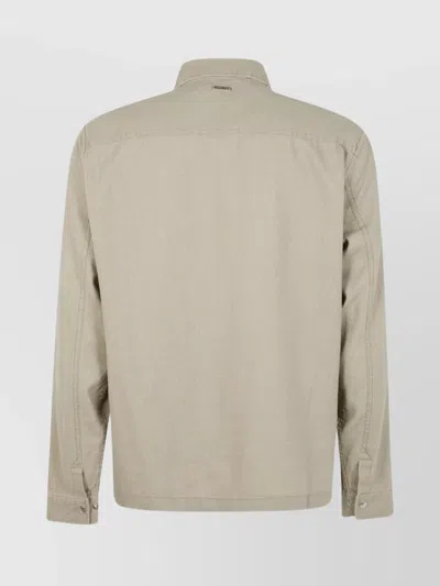 Michael Kors Long Sleeves Linen Cotton Jacket In Green