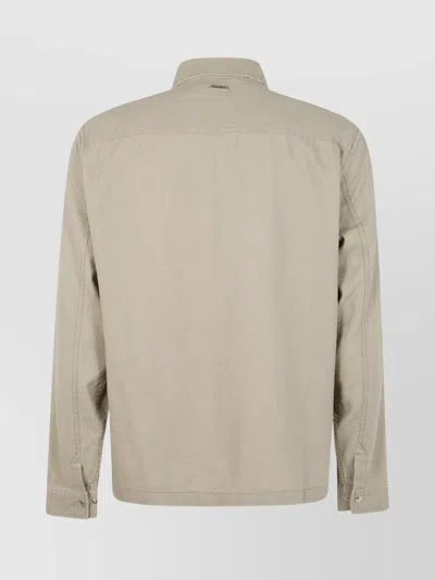 Michael Kors Long Sleeves Linen Cotton Jacket In Green