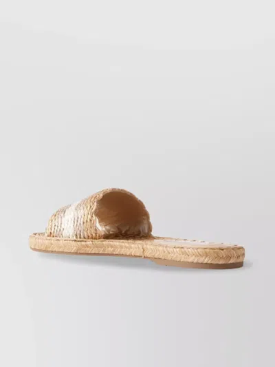 Aquazzura Flat Woven Open Toe Slippers In Brown