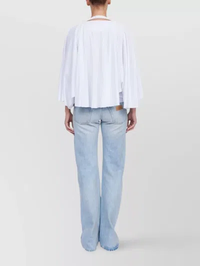 Mm6 Maison Margiela Draped Sleeve Flowy Round Neck Top In White