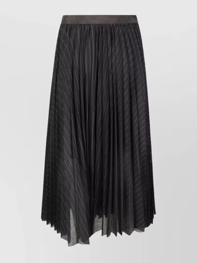 Sacai Organza Skirt With Contrasting Waistband And Pleated Design In Black