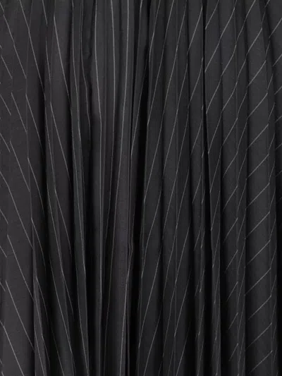 Sacai Organza Skirt With Contrasting Waistband And Pleated Design In Black