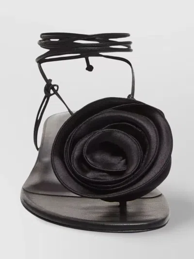 Magda Butrym Floral Embellished Flat Sandals In Black