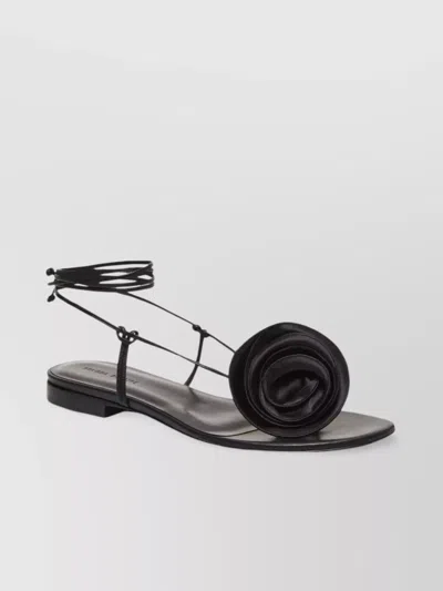 Magda Butrym Floral Embellished Flat Sandals In Black