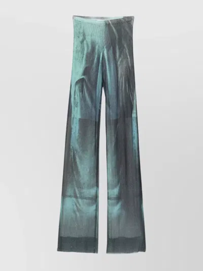 Jean Paul Gaultier Printed Flared-leg Mesh Trousers In Green