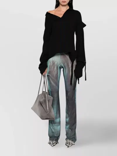 Jean Paul Gaultier Printed Flared-leg Mesh Trousers In Green