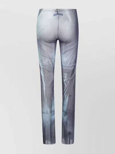 Jean Paul Gaultier Printed Flared-leg Mesh Trousers In Green