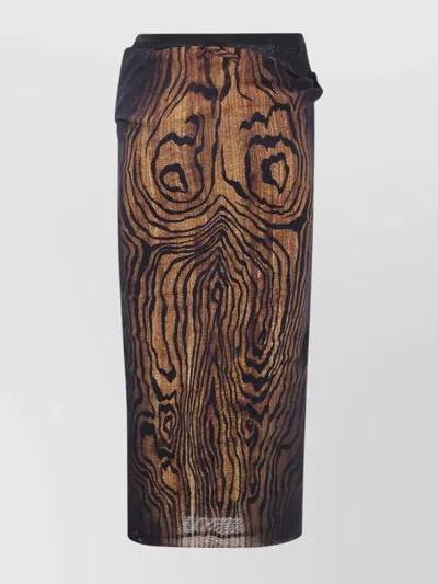 Jean Paul Gaultier Animal Print High Waist Sheer Overlay Skirt In Brown