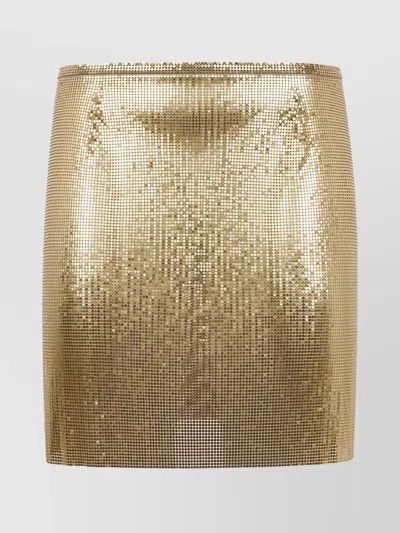 Rabanne Jupe Mini Mesh Printed Recto Verso In Metallic