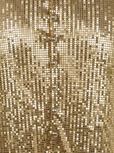 Rabanne Jupe Mini Mesh Printed Recto Verso In Metallic