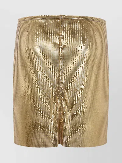 Rabanne Jupe Mini Mesh Printed Recto Verso In Metallic