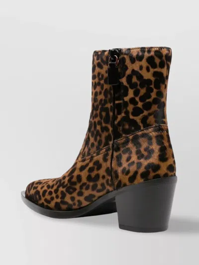 Stuart Weitzman Animalier Print Block Heel Pointed Toe Boots In Multi