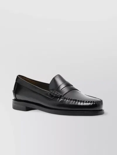 Sebago Round Toe Slip-on Moccasins With Cut-out Upper Design In Black