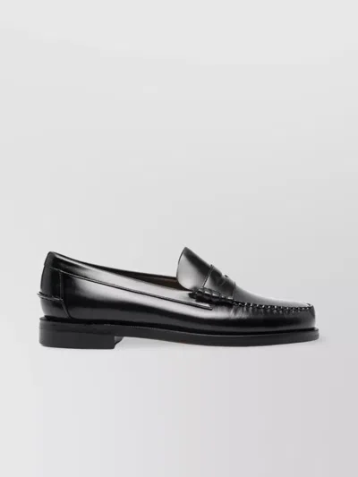 Sebago Round Toe Slip-on Moccasins With Cut-out Upper Design In Black