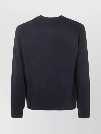 Sacai Cashmere Cotton Knit Pullover In Blue