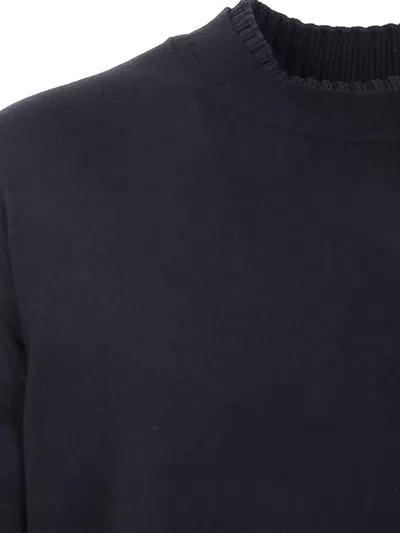 Sacai Cashmere Cotton Knit Pullover In Blue