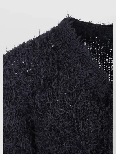 Sacai Furry Knit Cardigan In Black