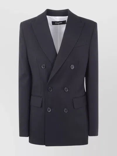 Dsquared2 Carolyn Double Breasted Peak Jacket In Blue