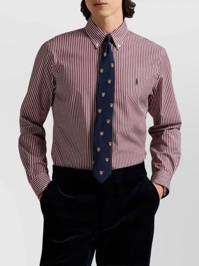 Polo Ralph Lauren Striped Long Sleeve Sport Shirt In Red