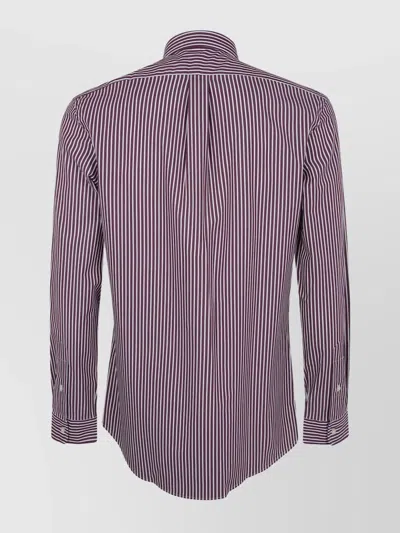 Polo Ralph Lauren Striped Long Sleeve Sport Shirt In Red
