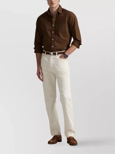 Polo Ralph Lauren Long Sleeve Sport Shirt In Brown