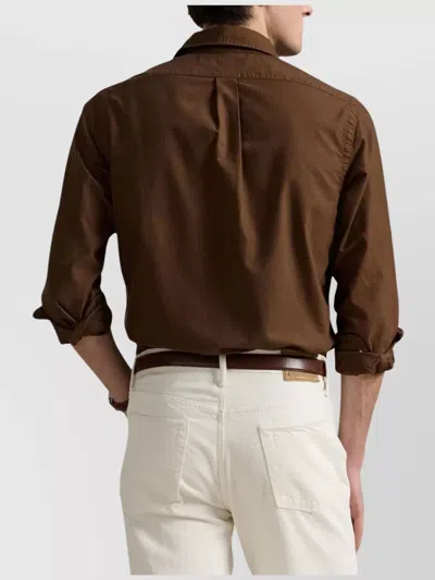 Polo Ralph Lauren Long Sleeve Sport Shirt In Brown