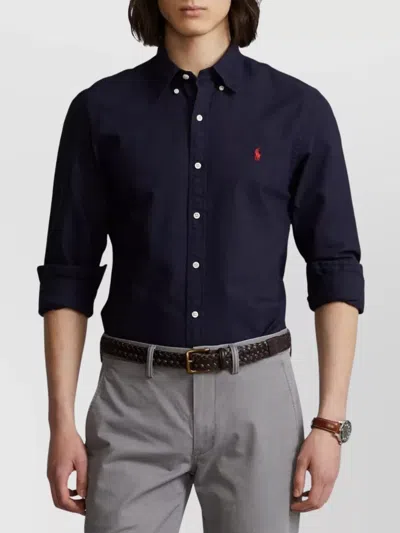 Polo Ralph Lauren Collared Tailored Shirt With Curved Hem In Blue