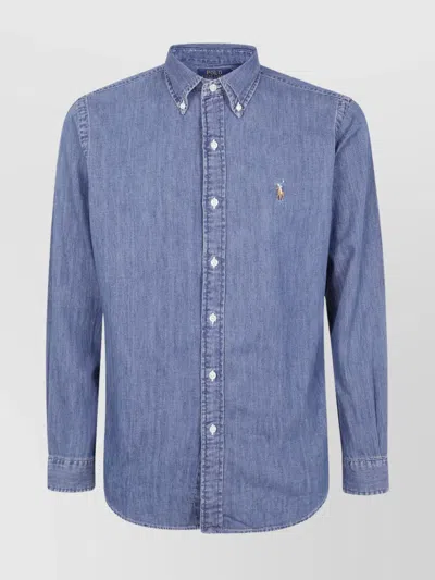 Polo Ralph Lauren Sl Bd Ppc Sp Long Sleeve Sport Shirt In Blue