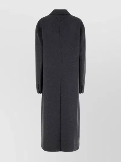 Prada Grey Double-breasted Wool And Cashmere Coat In Gray