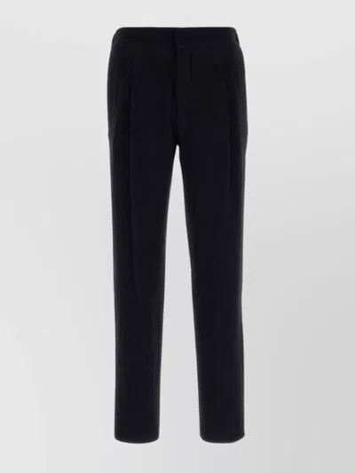 Giorgio Armani Pantalone In Lana Stretch Blu Notte  Uomo In Black