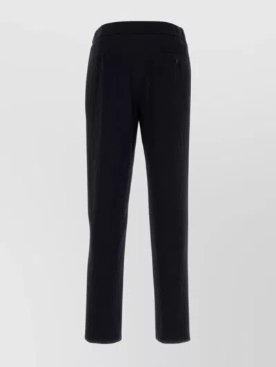 Giorgio Armani Pantalone In Lana Stretch Blu Notte  Uomo In Black