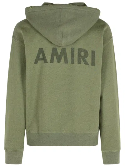 Amiri Cotton Sweatshirt Hooded Kangaroo Pocket In Green