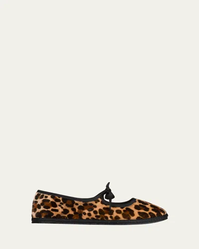 Vibi Venezia Leopard-printed Canvas Mary Jane Ballerina Flats In Animal Print