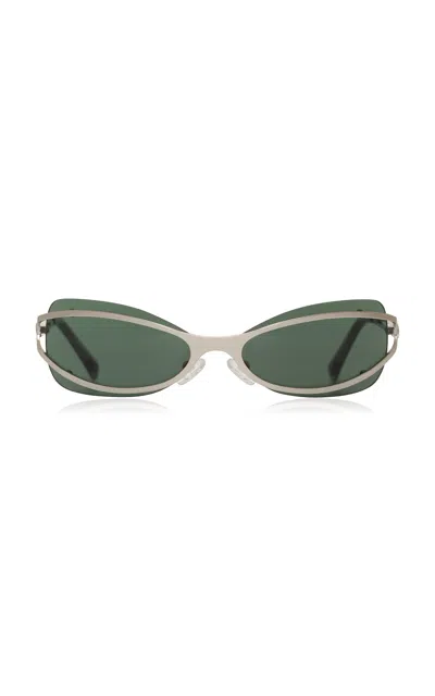 Bru Eyewear Cannon Satinless Steeel Sunglasses In Green