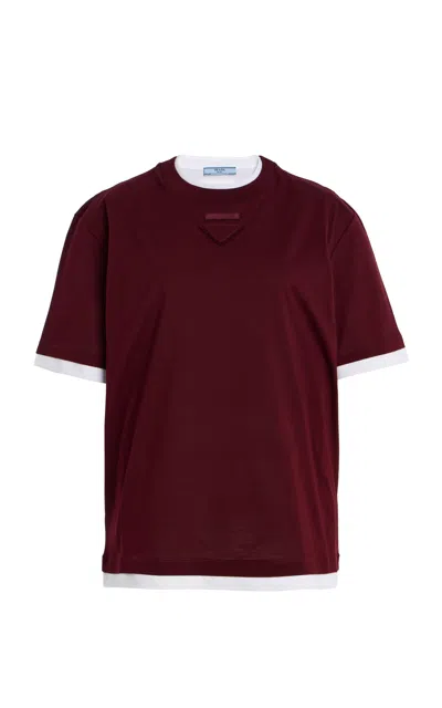 Prada Amaranth T-shirt In Cotton Jersey In Burgundy