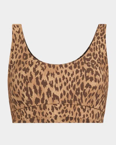 The Upside Panthera Daisy Scoop Neck Sports Bra In Brown