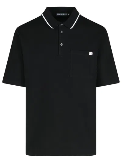 Dolce & Gabbana Cotton Pique Polo In Black