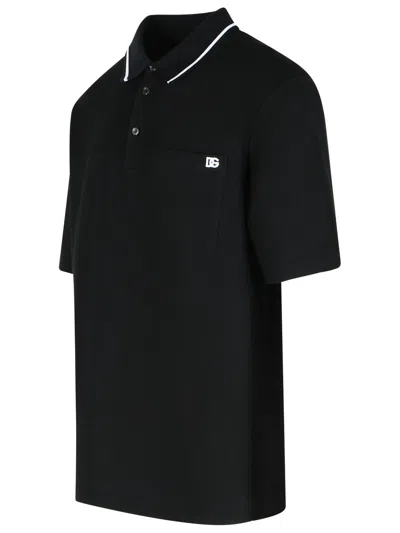 Dolce & Gabbana Cotton Pique Polo In Black
