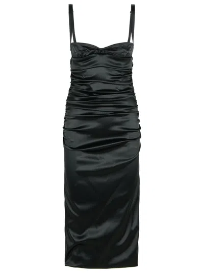 Dolce & Gabbana Abito In Raso Stretch Nero  Donna In Black