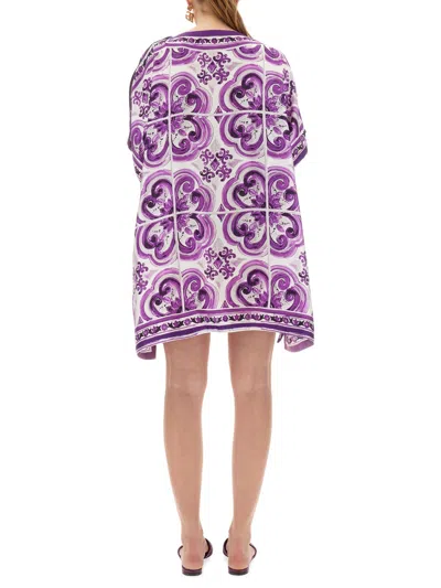 Dolce & Gabbana Farm Rio Printed Viscose Shirt In Purple