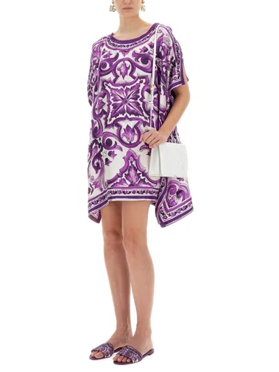 Dolce & Gabbana Farm Rio Printed Viscose Shirt In Purple