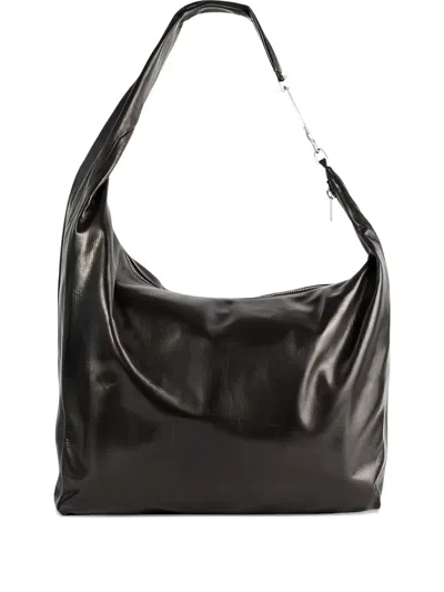 Rick Owens Gemini Shiny-calfskin Shoulder Bag In Black