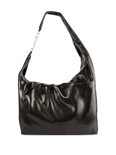 Rick Owens Gemini Shiny-calfskin Shoulder Bag In Black