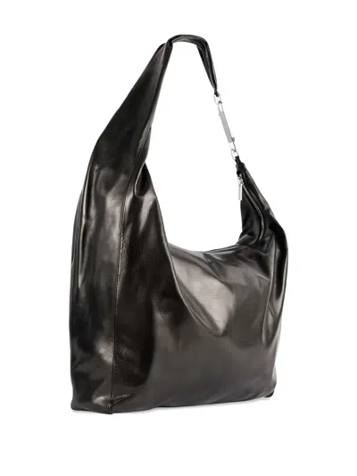Rick Owens Gemini Shiny-calfskin Shoulder Bag In Black