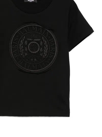 Balmain Logo-appliqué T-shirt In Black