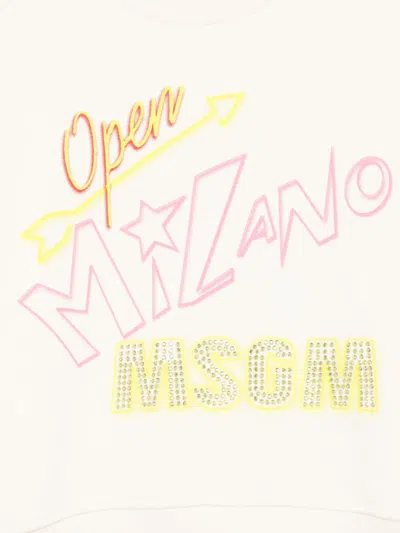 Msgm Crystal-embellished Sweatshirt In White