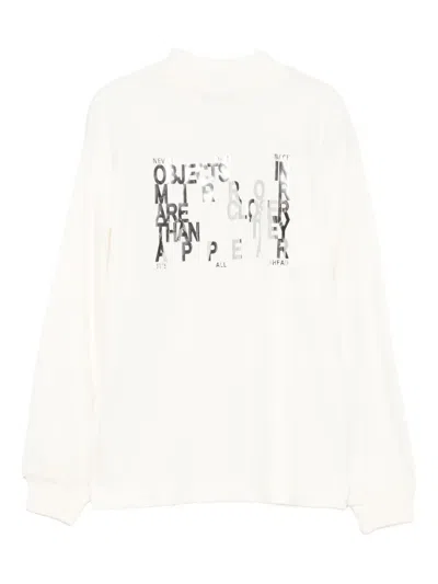 Msgm Mock-neck Logo Top In White