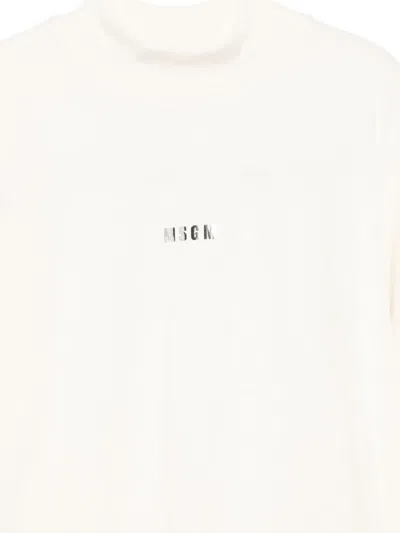 Msgm Mock-neck Logo Top In White