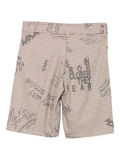 Msgm Houndstooth-print Shorts In Neutral