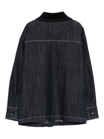 Paolo Pecora Velvet-collar Denim Shirt In Black